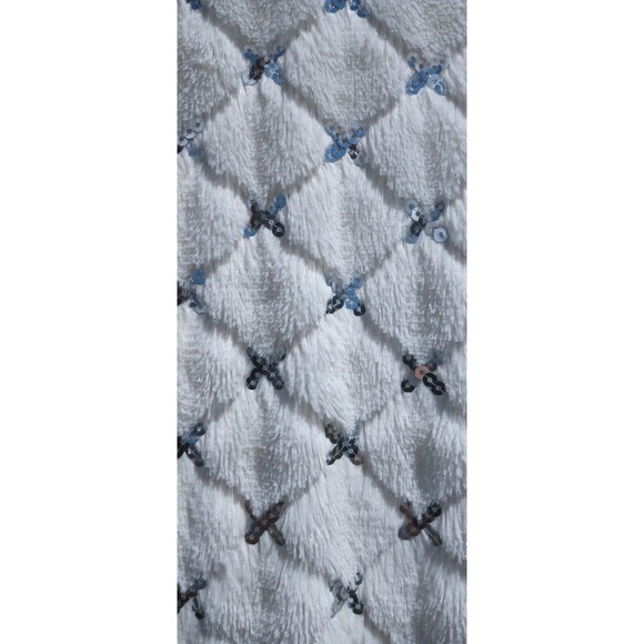 Collection Eighteen Faux Fur Silver Bling White Large Women's Snap Lined Jacket - Picture 3 of 8